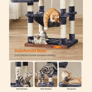 56.3-Inch Cat Tree Tower - Scratching Posts & Hammock - Karrari