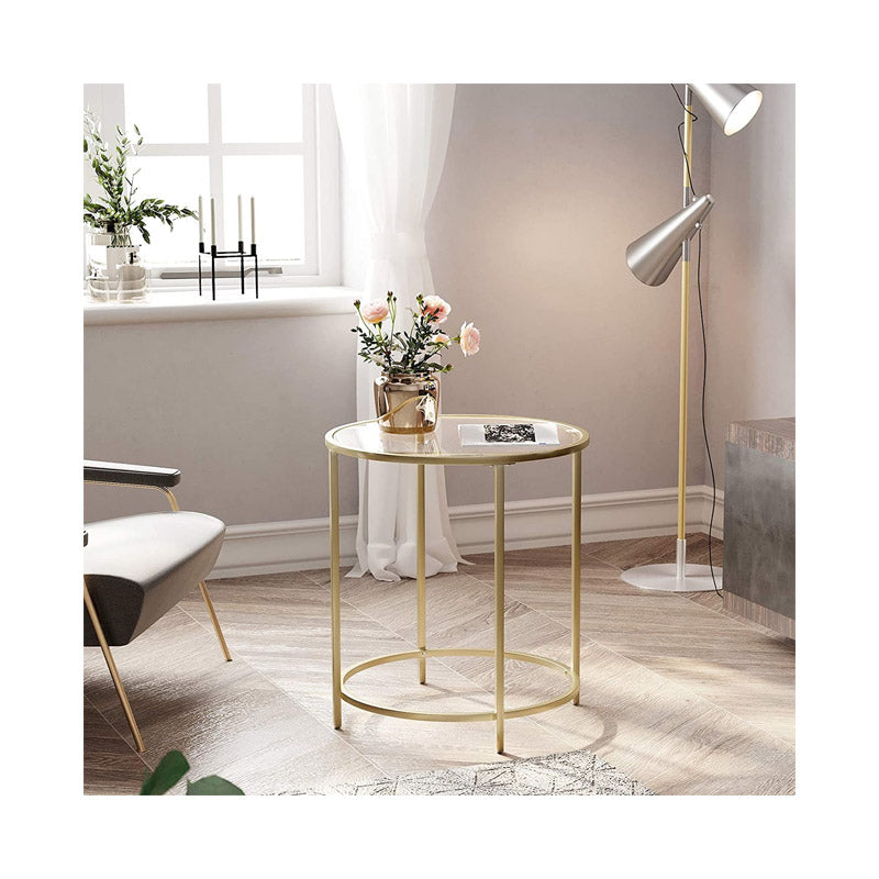Round, Tempered Glass Side Table