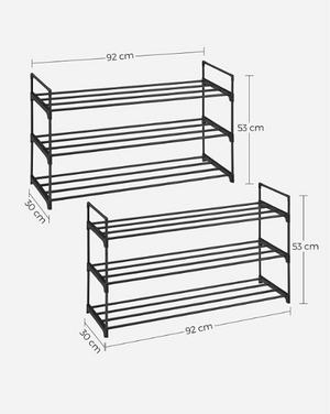 3-Tier Metal Shoe Rack – Fits 24–30 Pairs - Karrari