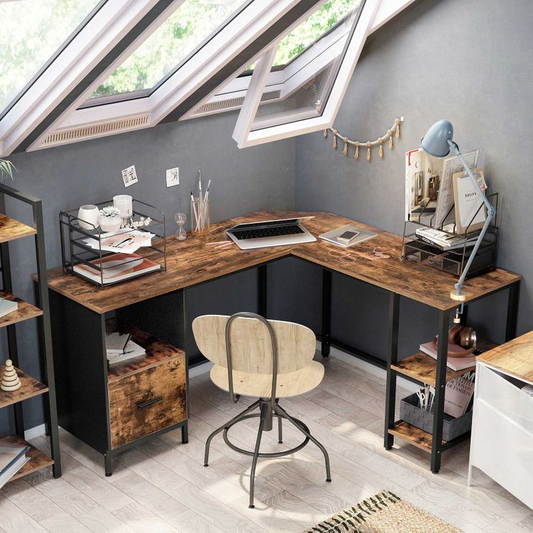 L-shaped Computer Desk with Cabinet - Karrari