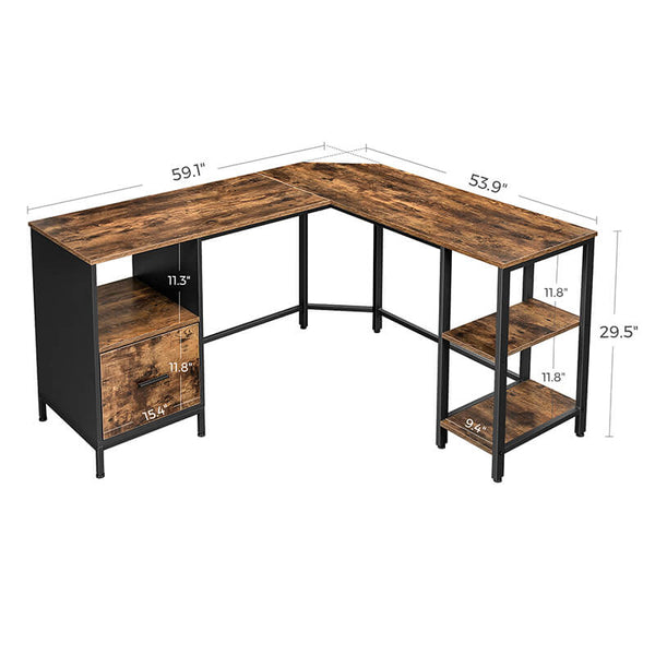 L-shaped Computer Desk with Cabinet - Karrari