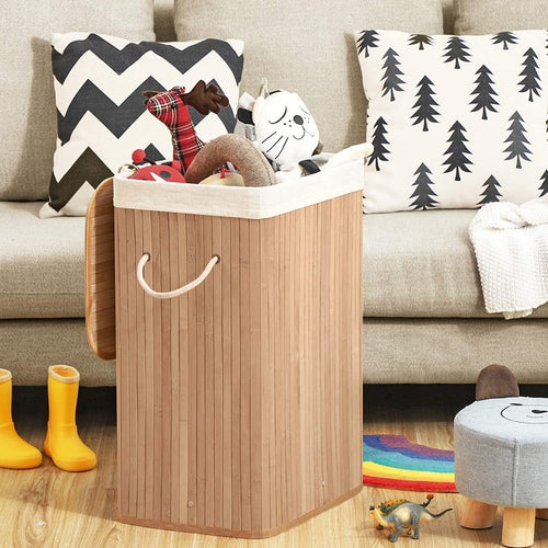 Foldable Laundry Hamper 72L - Lid & Handles - Karrari
