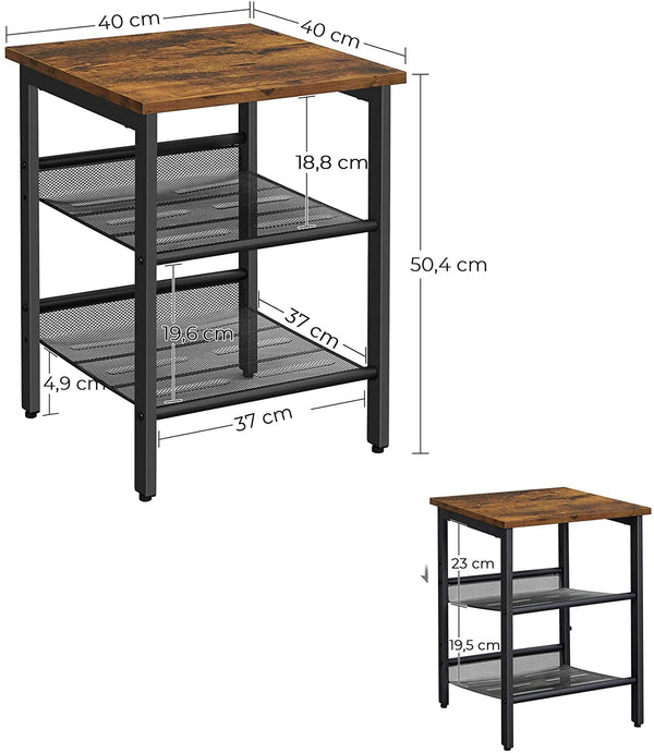 2 Piece Side Tables - Adjustable Mesh Shelves - Karrari