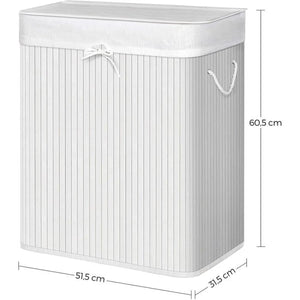 Bamboo Laundry Hamper - Removable Bag & Lid - Karrari