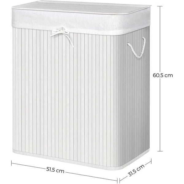 Bamboo Laundry Hamper - Removable Bag & Lid - Karrari
