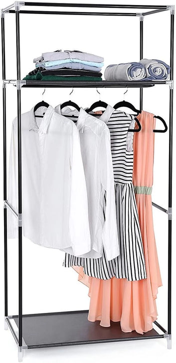 Fabric Wardrobe, Foldable Closet with Hanging Rail, Single Clothes Rack