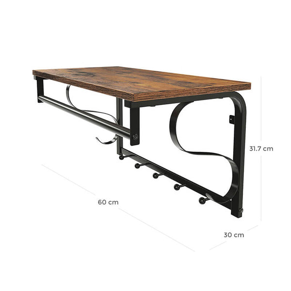 Wall-Mounted Coat Rack with Shelf & Hooks - Karrari
